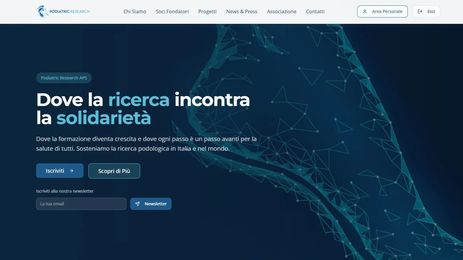 Mockup sito Podiatric Research